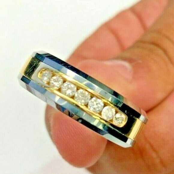 0.50 ctw 14k gold Men’s Wedding Band 7 Stone - Picture 4 of 4